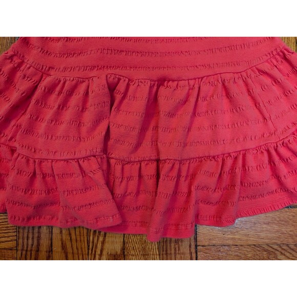 Anthropologie Mini Dress Sz XXSP Textured Flounce Open Back Ruffle Coral Pink - Picture 3 of 8